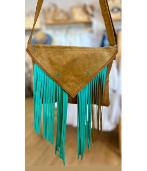 bolso flecos piel hecho a mano