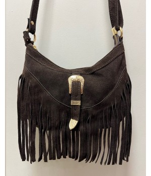 bolso fleco hebilla choco