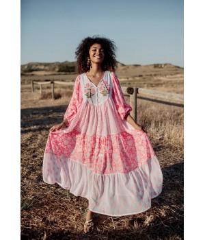 AMBAR ORANGE NEON LONG DRESS