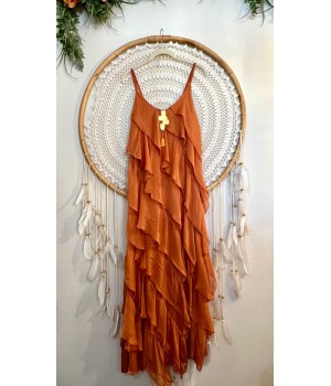 vestido volantes seda