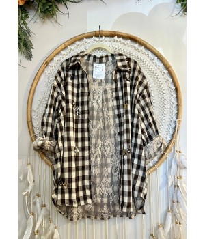 sobrecamisa cuadro y encaje