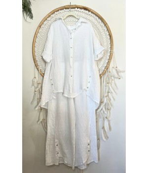 camisa botones bajo lino